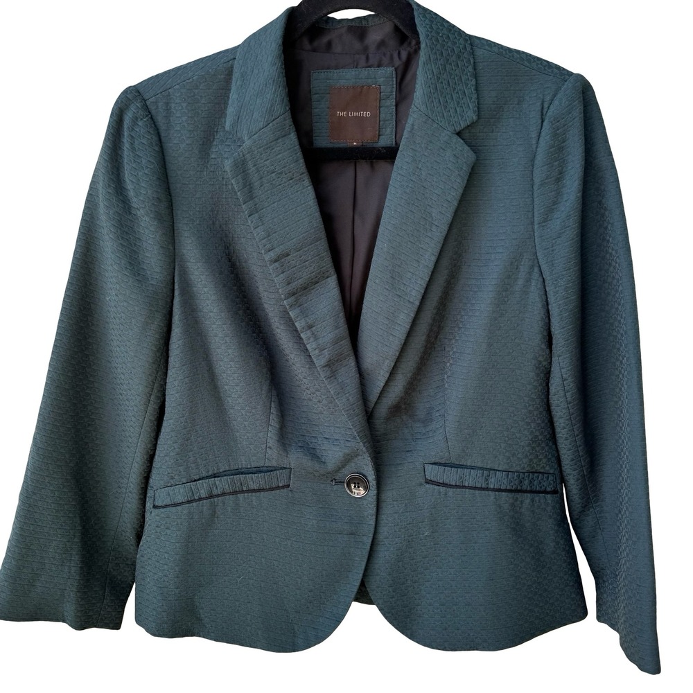 The Limited Textured Corporate Blazer Career Jacket Minimalist Teal Womens M